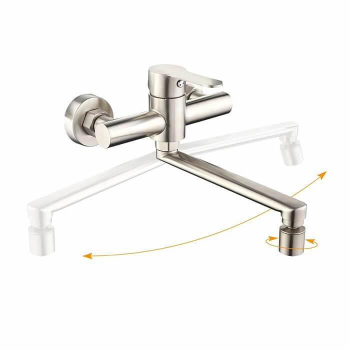 Best seller HOMELODY Kitchen Faucets Wall Sink Taps Double Spout Swivel 180 ° Mixer - Homelody