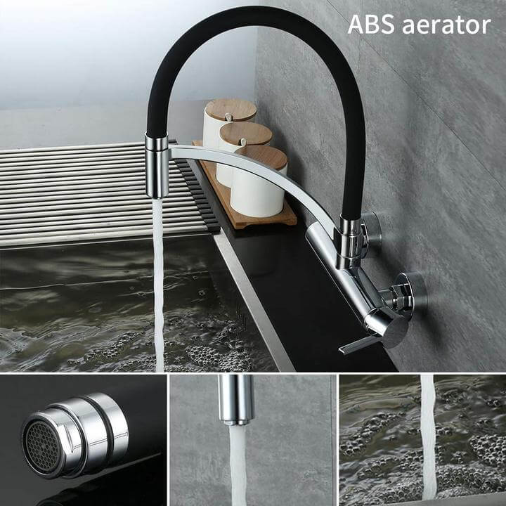 180 ° rotatable brass wall mounting kitchen faucet black Homelody