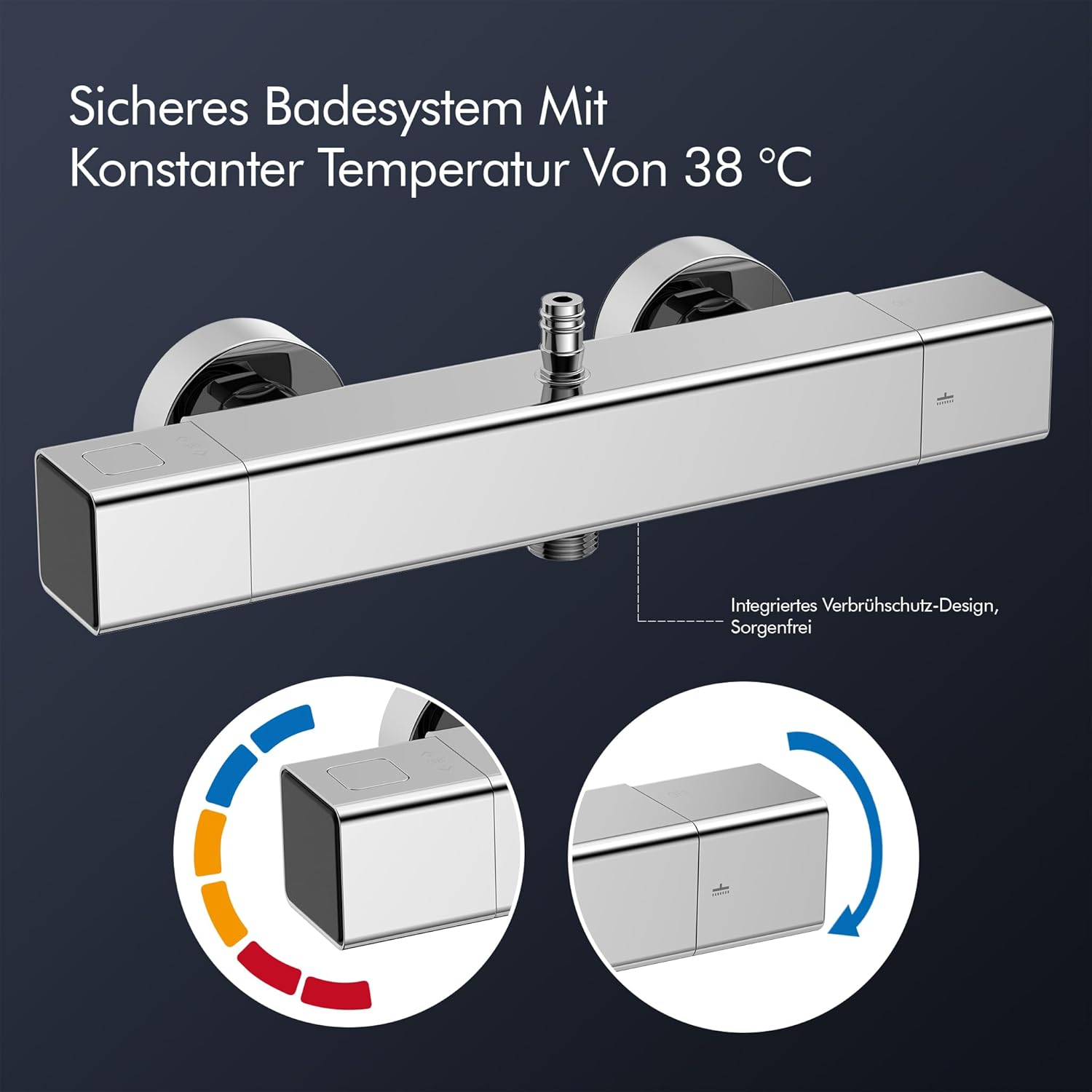 HOMELODY Shower System with Thermostat Chrome Shower Fitting Complete Set