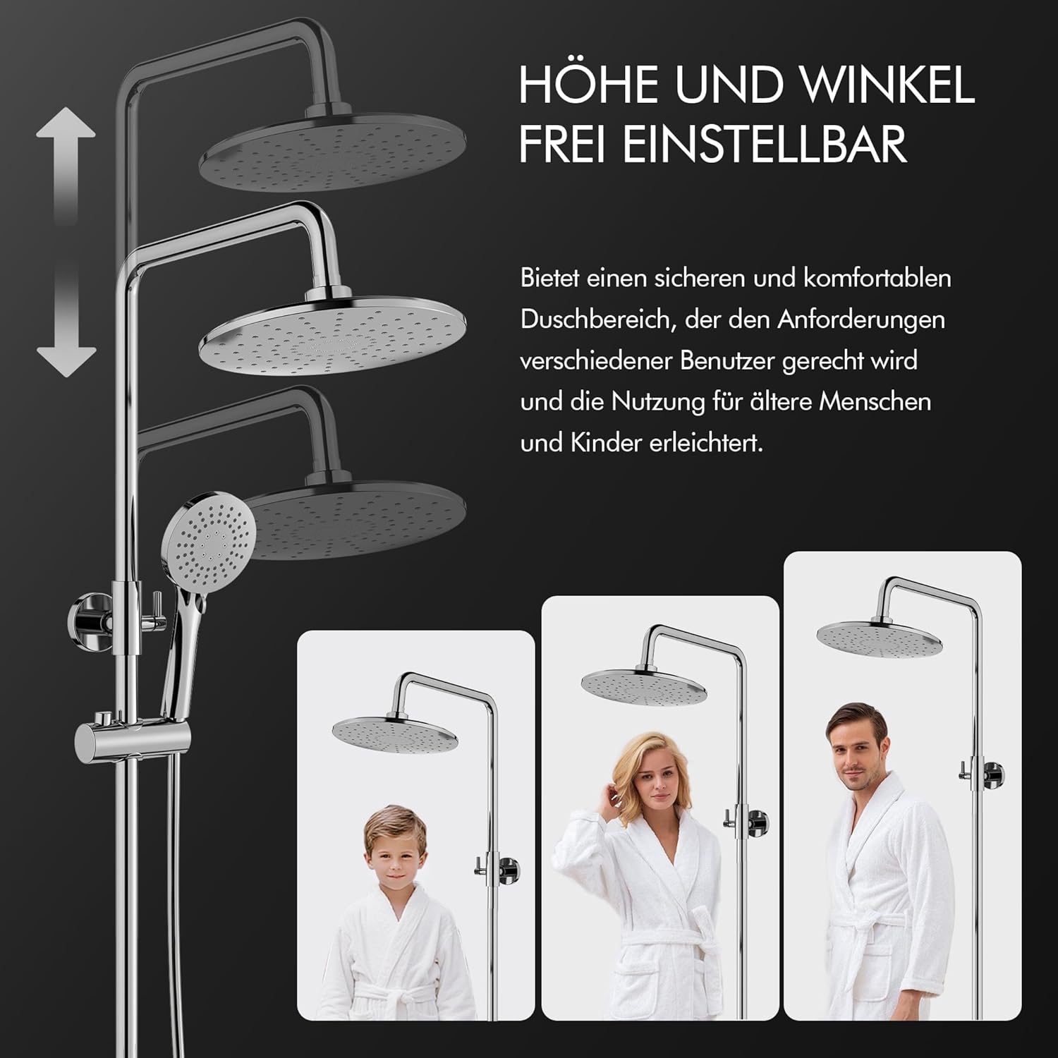 HOMELODY Shower System with Thermostat Chrome Shower Fitting Complete Set Round