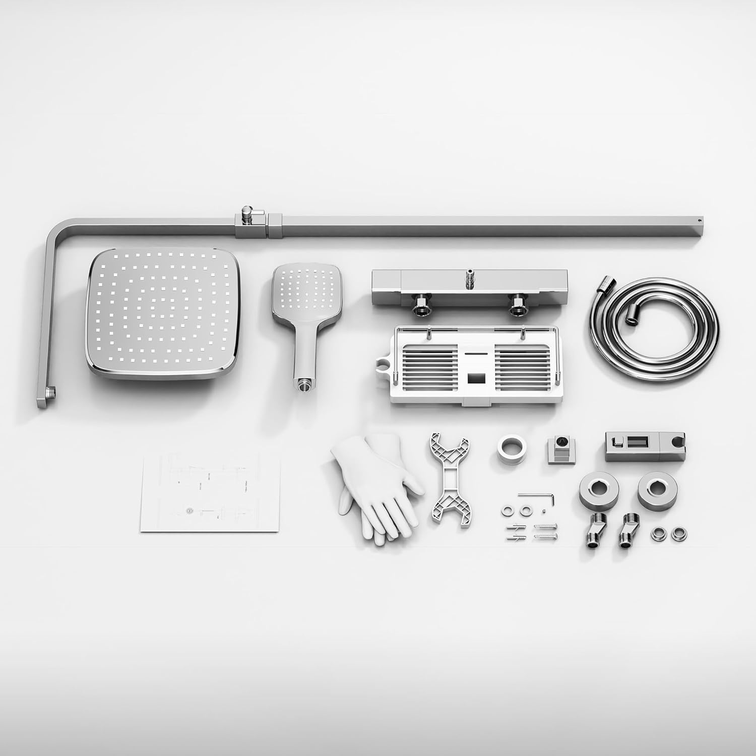 HOMELODY Shower System with Thermostat Chrome Shower Fitting Complete Set