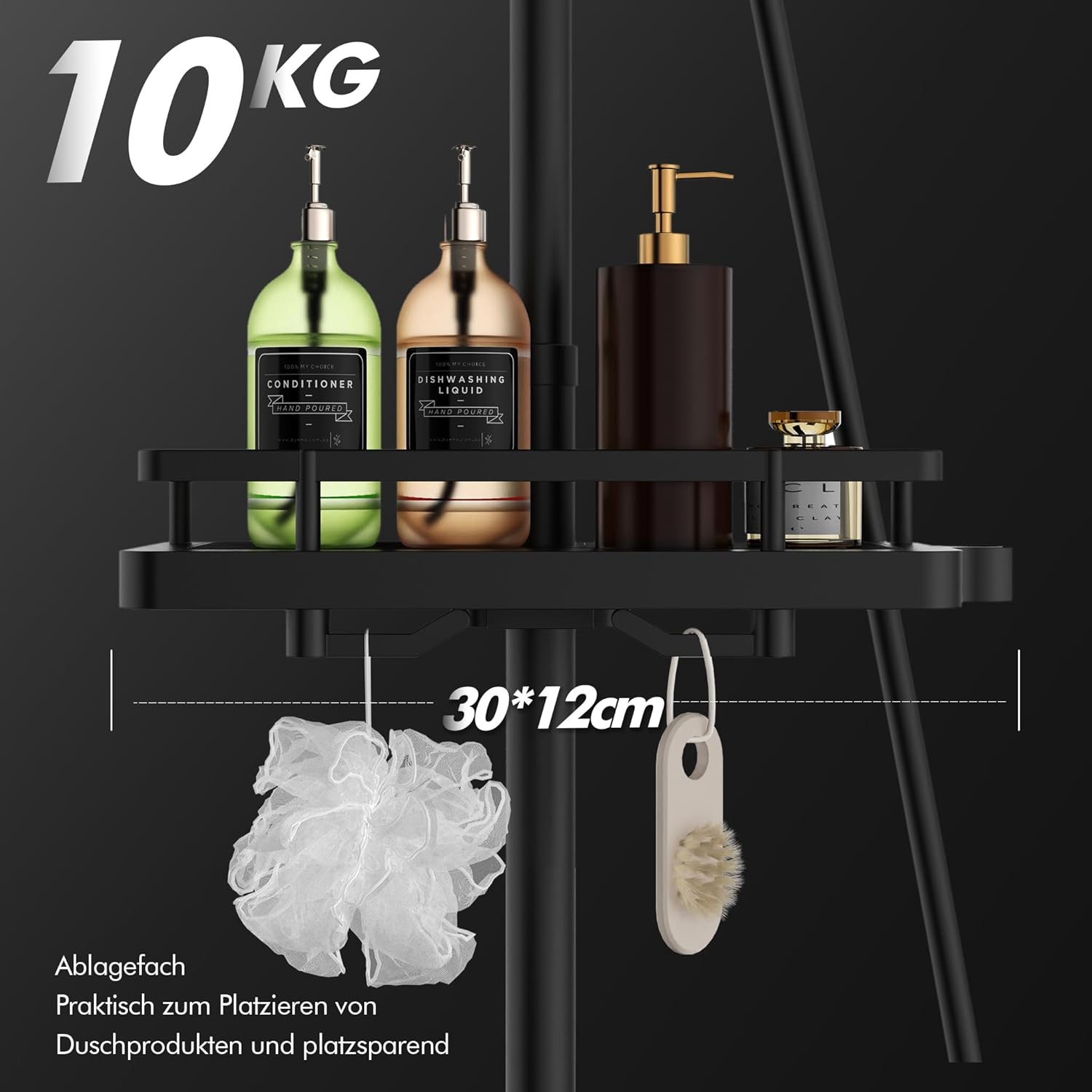 HOMELODY Shower System with Thermostat Black Shower Fitting Complete Set Round