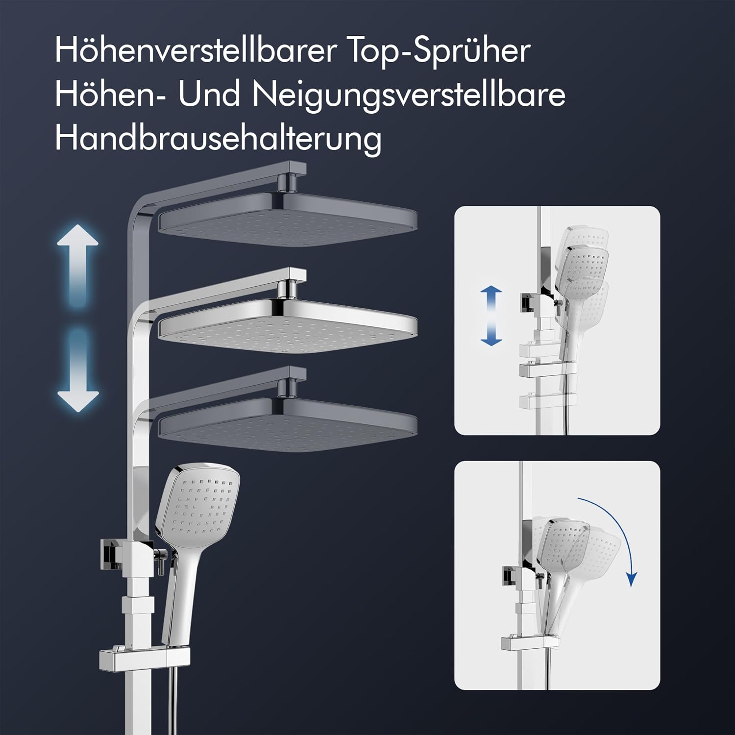 HOMELODY Shower System with Thermostat Chrome Shower Fitting Complete Set