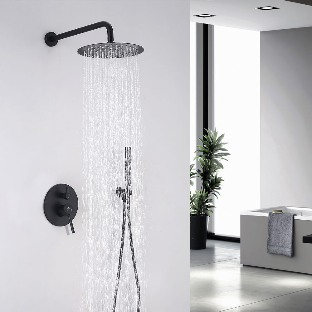 HOMELODY Shower Faucet Set (Valve Included) with 10" Roud Rainfall Shower head
