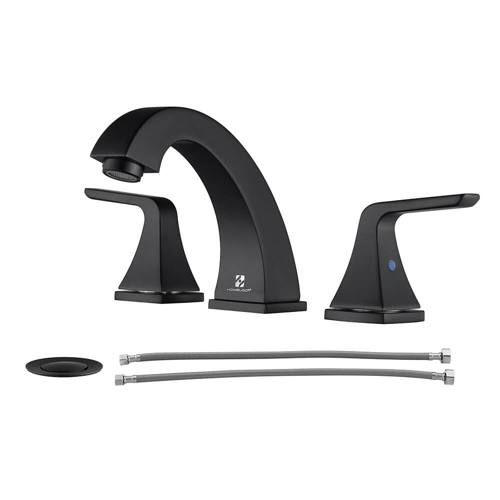 HOMELODY 8 Inch Lead-free Lavatory Faucet with Pop Up Drain and Supply Hose