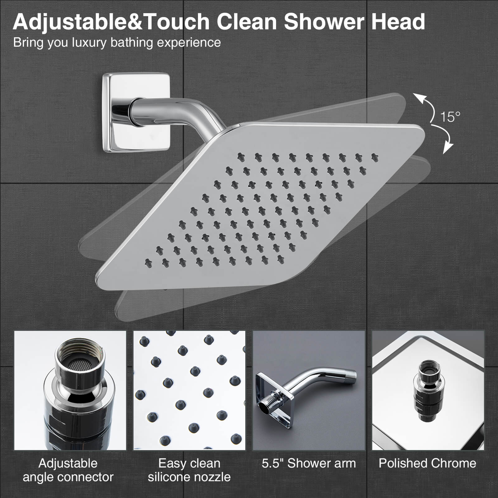 HOMELODY Bathtub Faucet Shower System 8 Inch Rain Shower Head