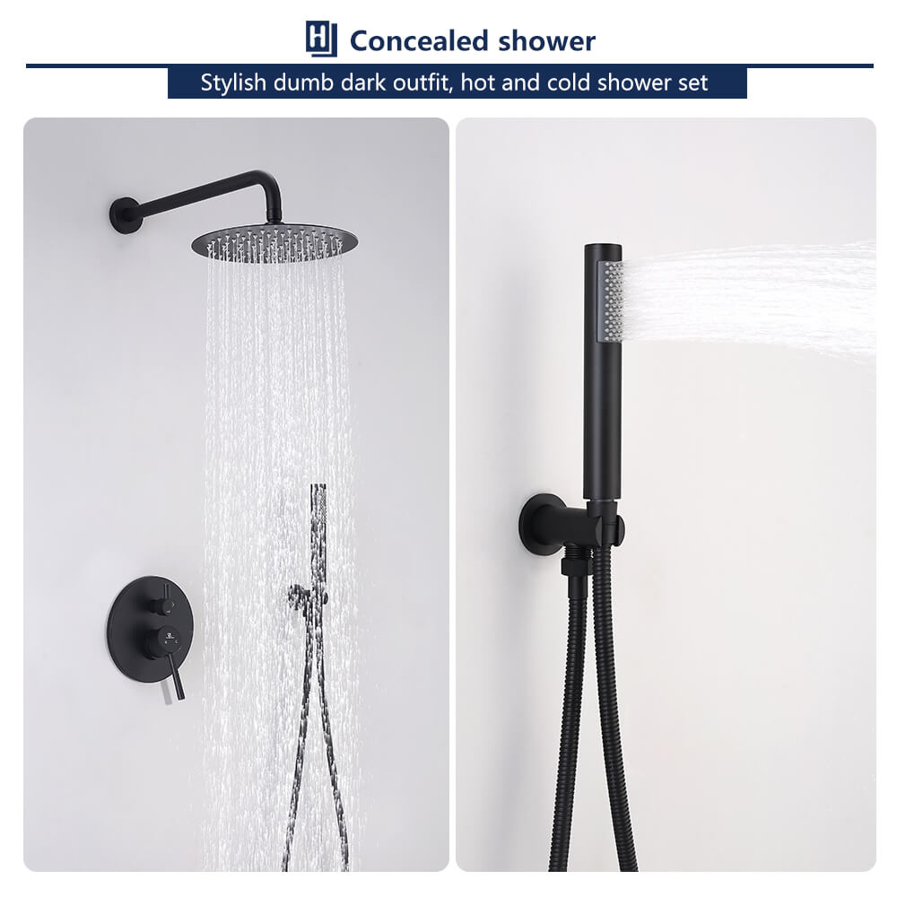 HOMELODY Shower Faucet Set (Valve Included) with 10" Roud Rainfall Shower head