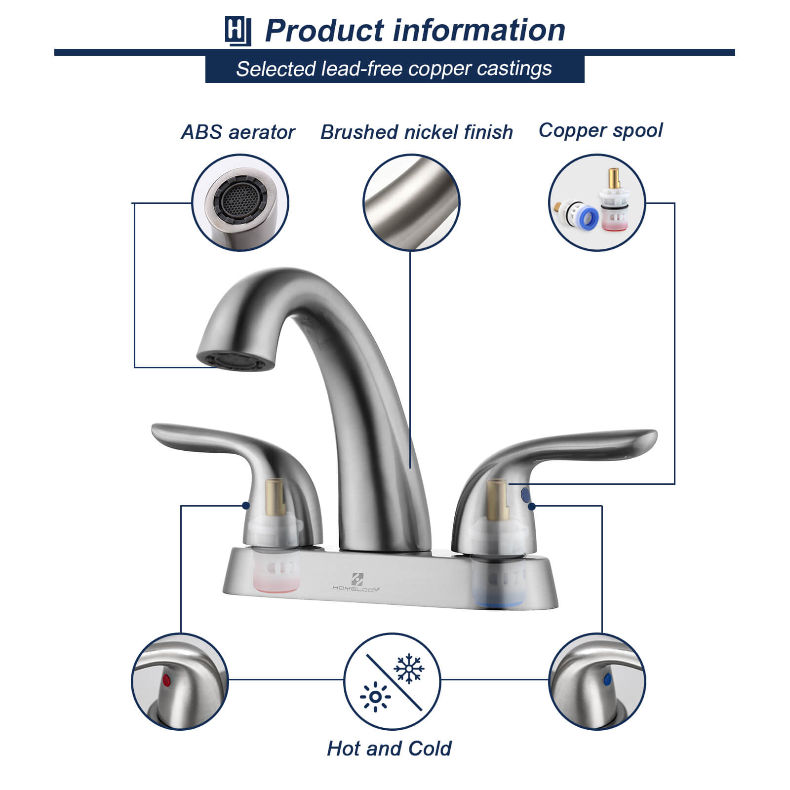 HOMELODY Bathroom Faucet 2 Handle 4 Inch Centerset