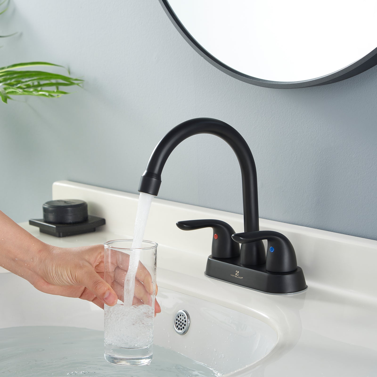 Homelody Bathroom Faucet for Sink 4 inch 3 Holes Matte Black Vanity Sink