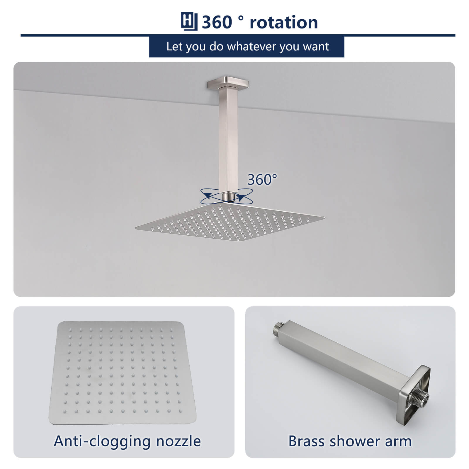 HOMELODY Ceiling Shower Head System with Rough-in Valve Body