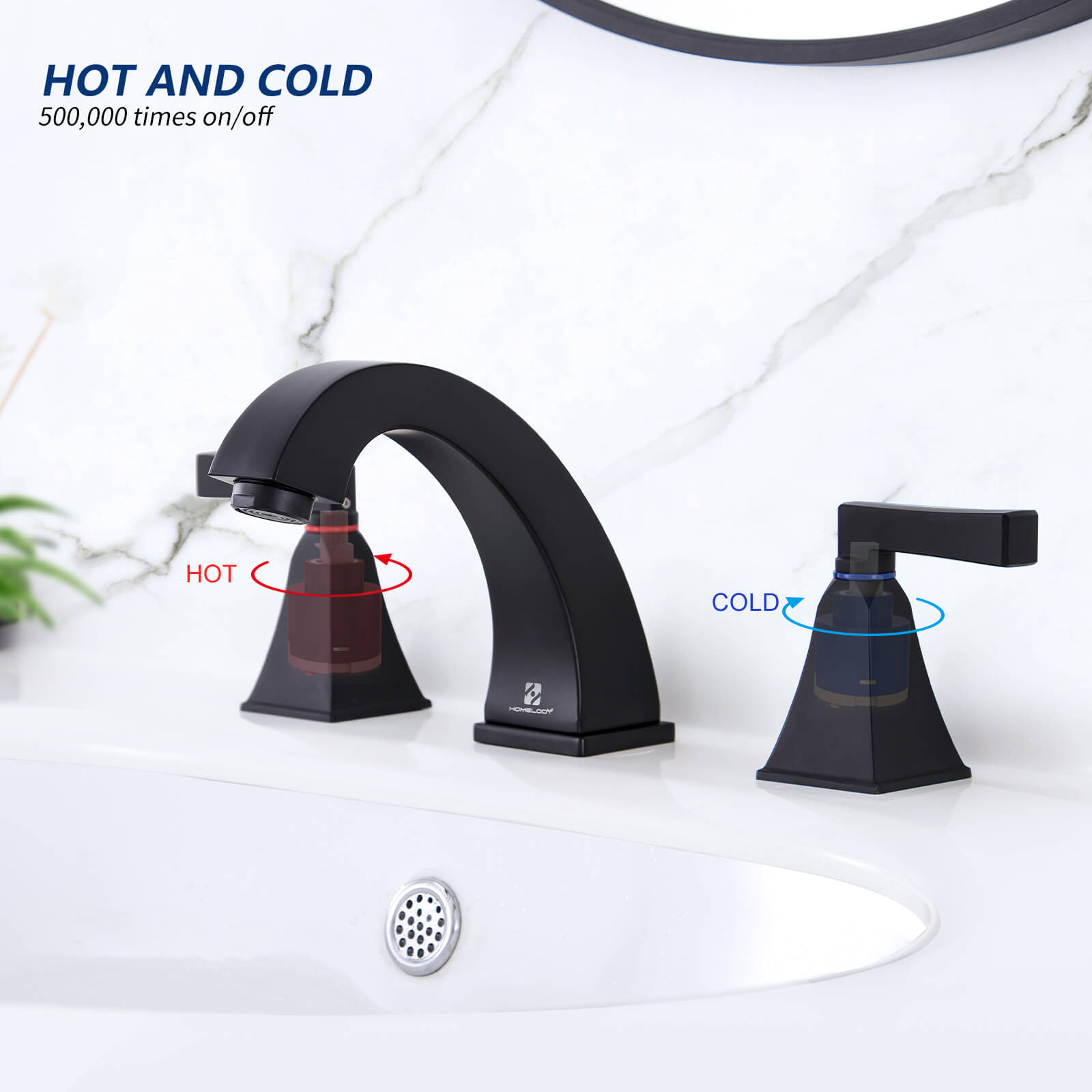 HOMELODY 8 Inch 2 Handle Bathroom Sink Faucet for 3 Hole