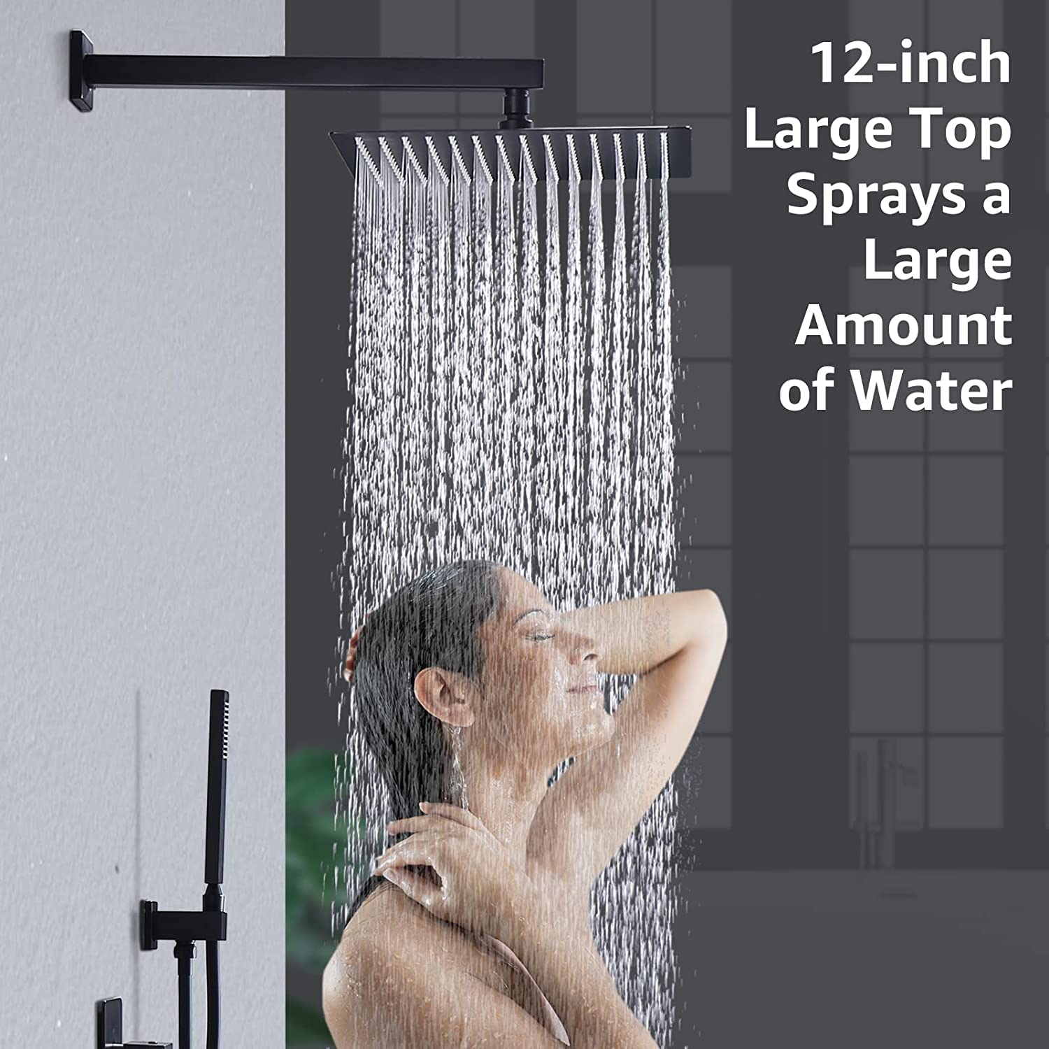 Homelody black shower system with LED temperature display. Adjustable