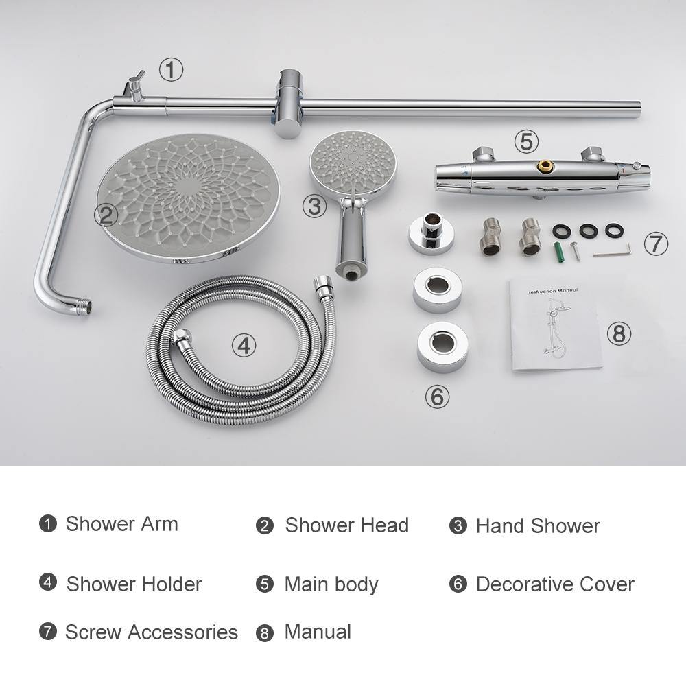 AiHom thermostatic shower column chrome shower set