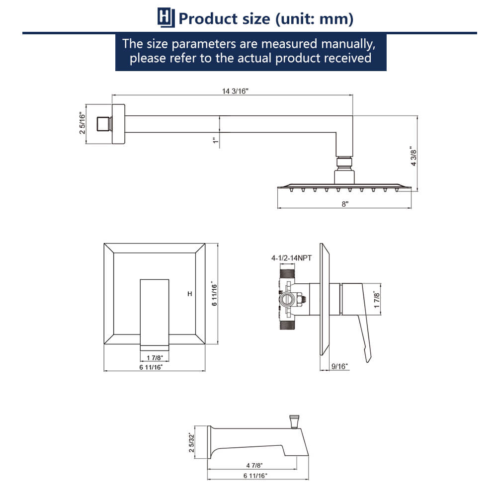 HOMELODY Shower Faucet Shower Valve Trim Kit Tub and Shower Faucet Set(Valve Included)