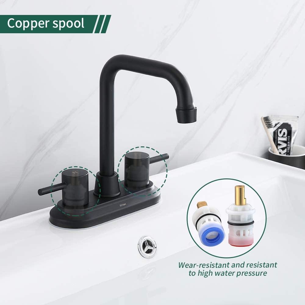 AiHom Bathroom Faucet Black 4 Inch Lavatory Faucet 2 Handle - Homelody
