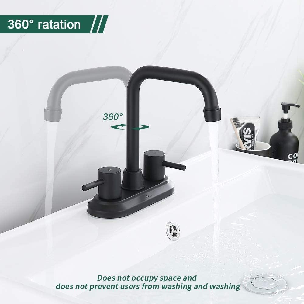AiHom Bathroom Faucet Black 4 Inch Lavatory Faucet 2 Handle - Homelody