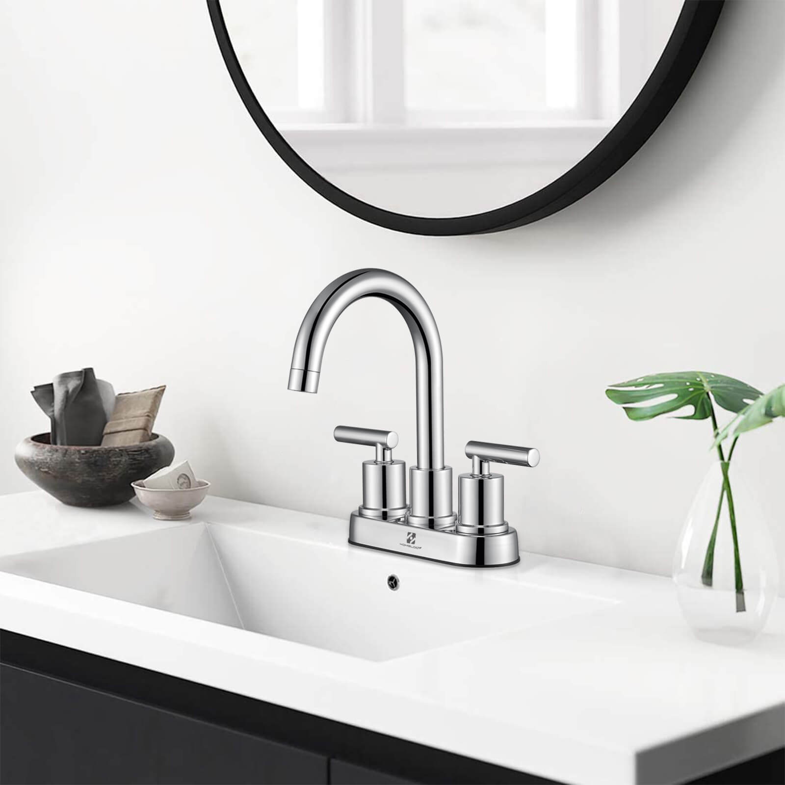 HOMELODY 2 Handles Bathroom Faucet with Pop-up Drain Assembly