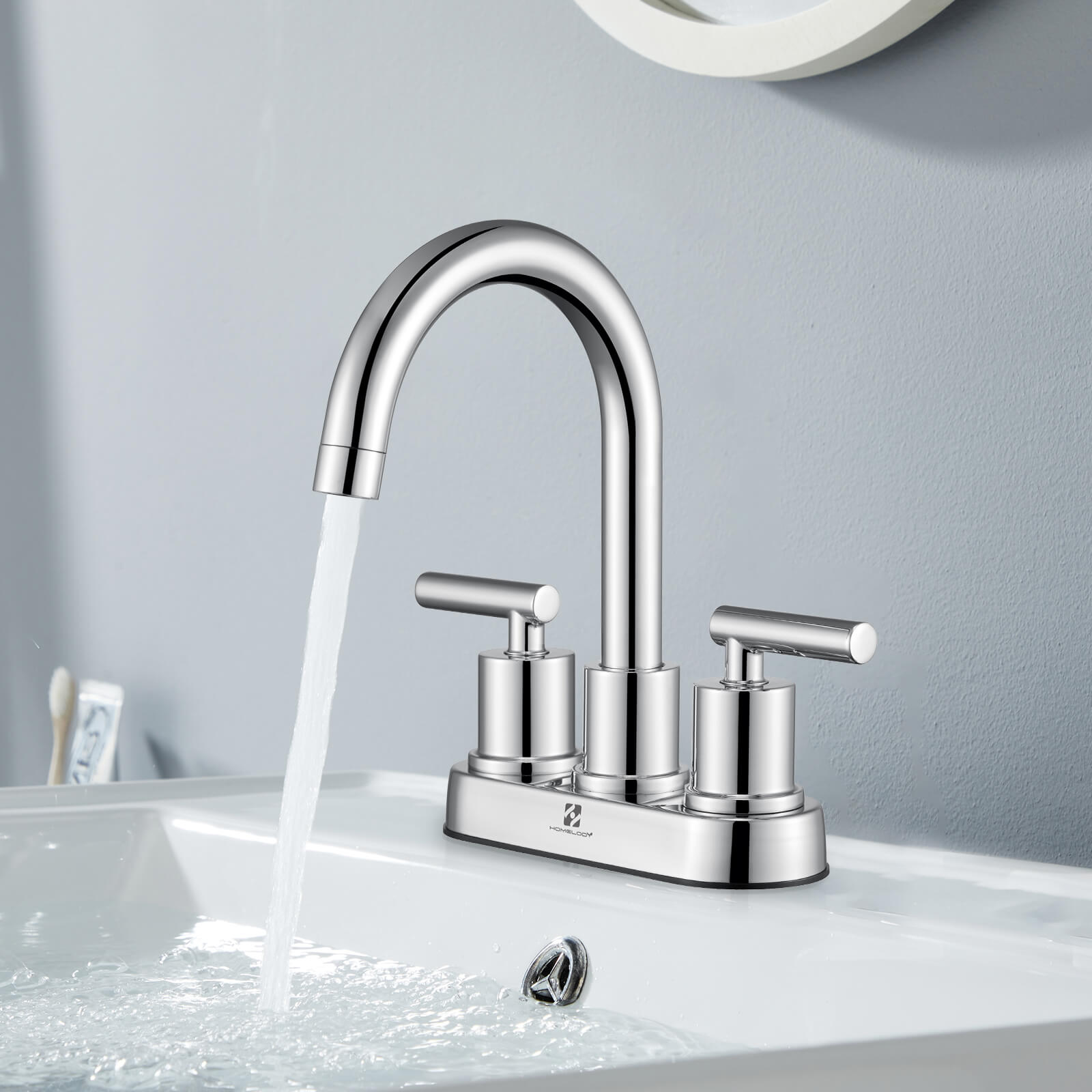 HOMELODY 2 Handles Bathroom Faucet with Pop-up Drain Assembly