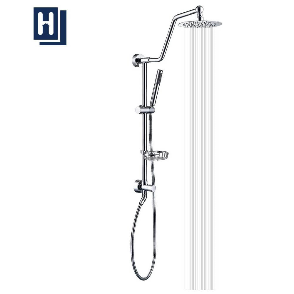 Modern Fashion 8" Stainless Steel Shower Systems with Rain Shower Adjustable Slide Bar HOMELODY