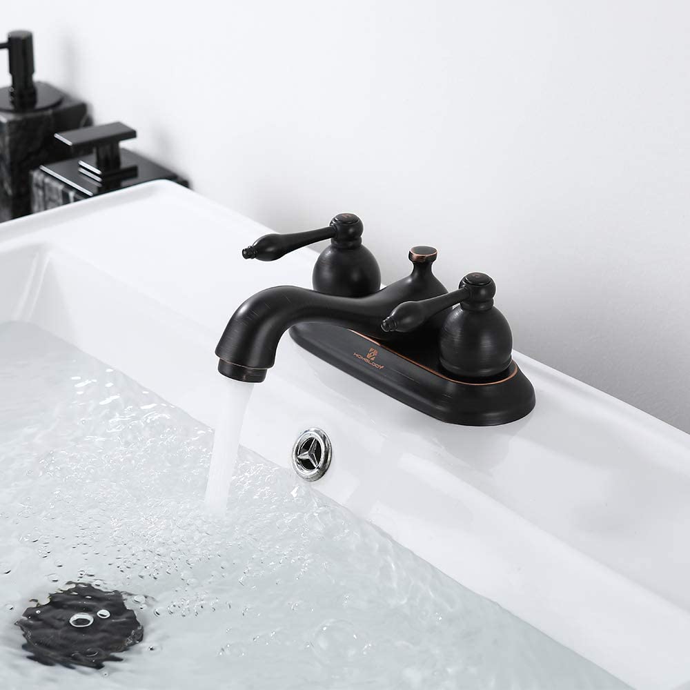 Homelody Oil Rubbed Black Bathroom Faucet 4 Inch Centerset - Homelody