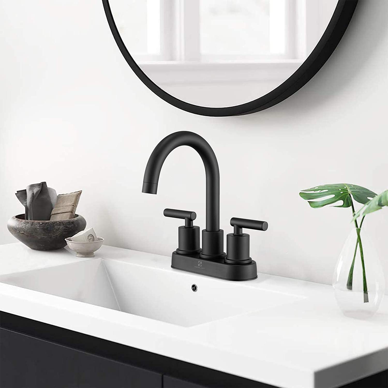Matte Black 2 Handles Bathroom Faucet