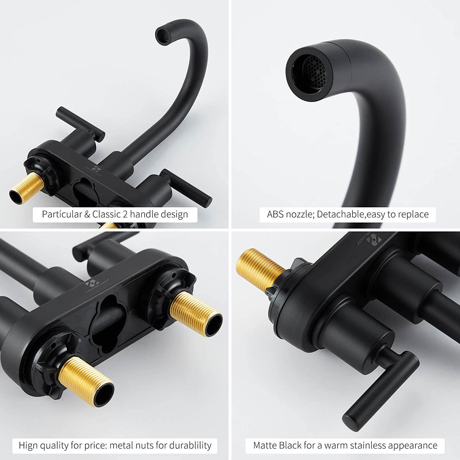 Matte Black 2 Handles Bathroom Faucet