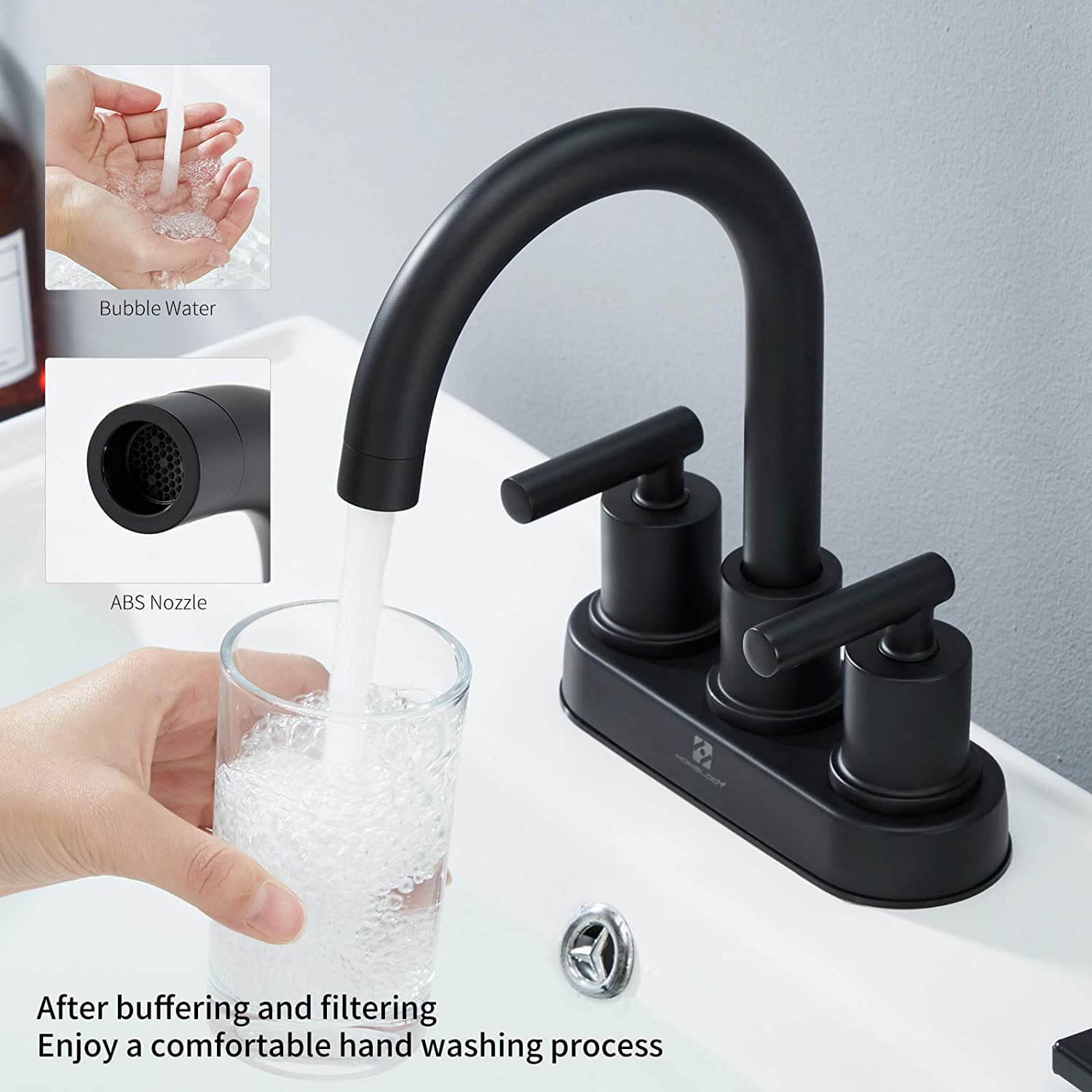 Matte Black 2 Handles Bathroom Faucet