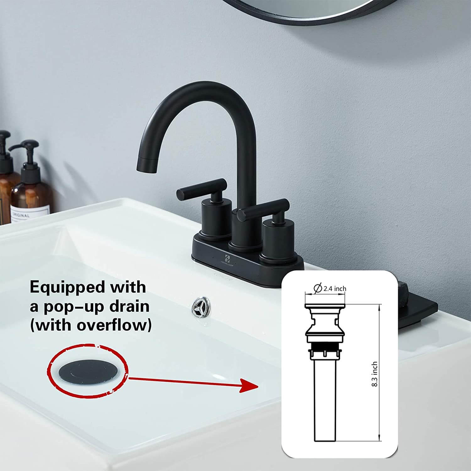 Matte Black 2 Handles Bathroom Faucet