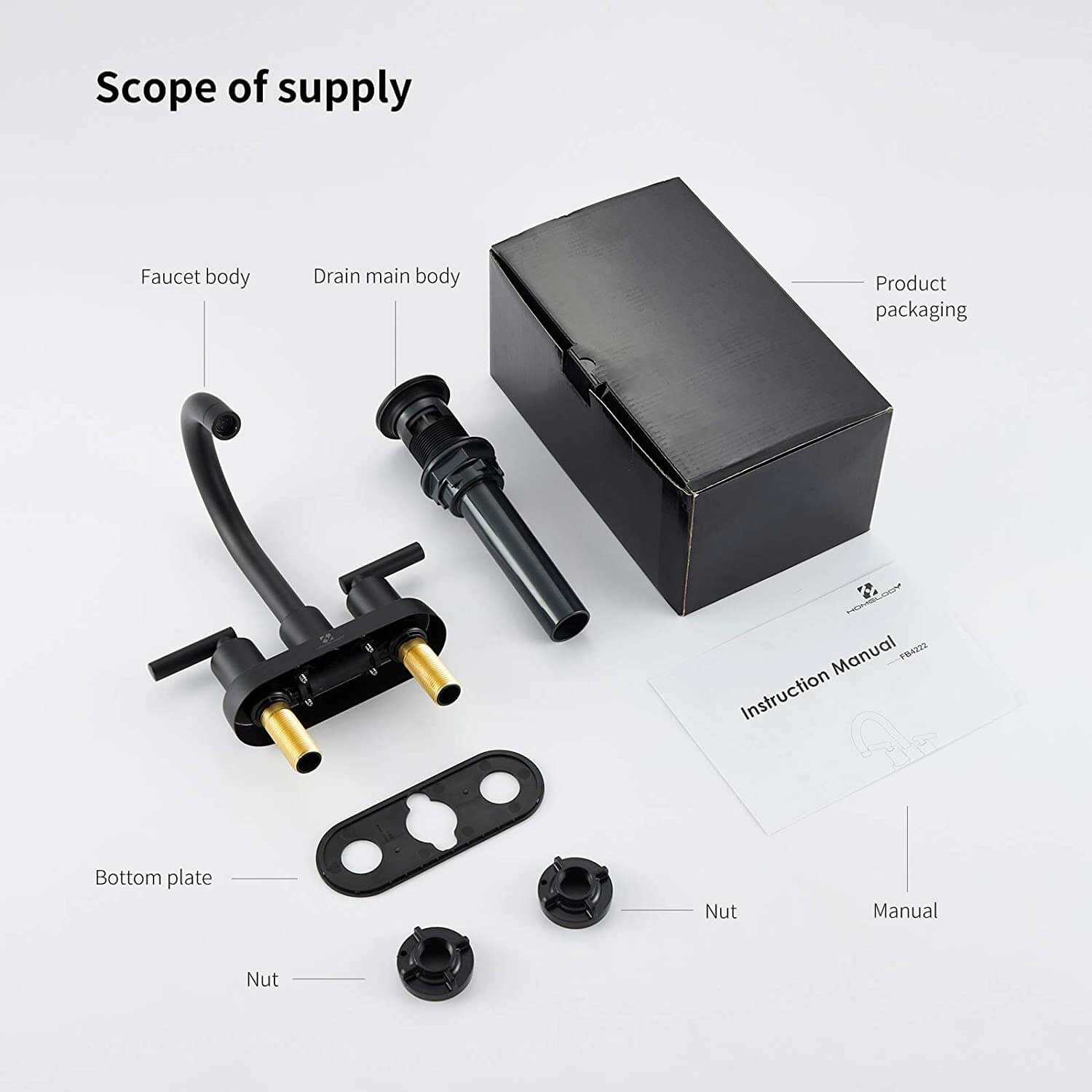 Matte Black 2 Handles Bathroom Faucet