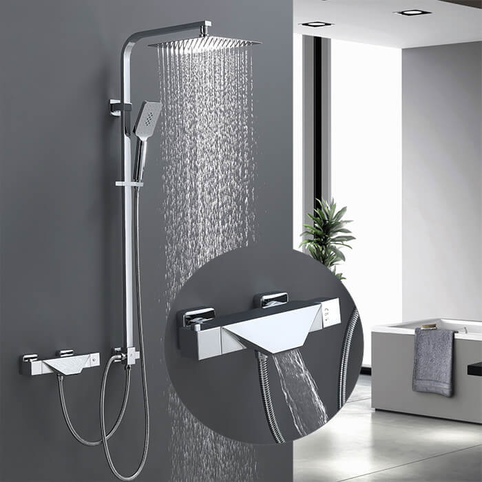 Homelody Separable installation 3 function shower mixer thermostatic shower set with waterfall shower mixer for bathtub