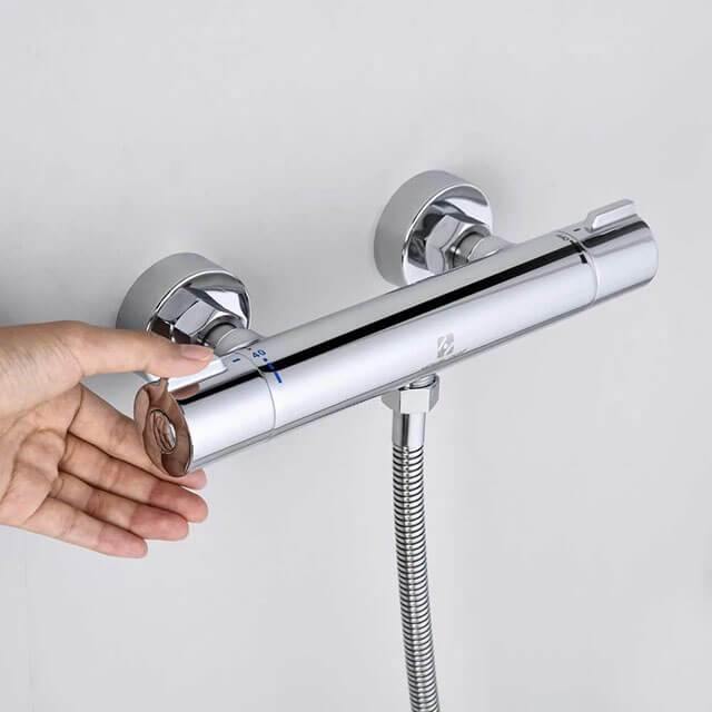 Anti-scald wall brass chrome thermostat shower faucet Homelody - Homelody