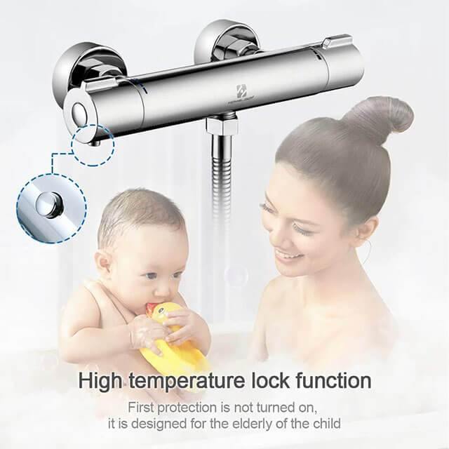 Anti-scald wall brass chrome thermostat shower faucet Homelody - Homelody