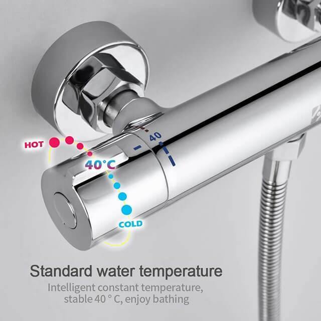 Anti-scald wall brass chrome thermostat shower faucet Homelody - Homelody