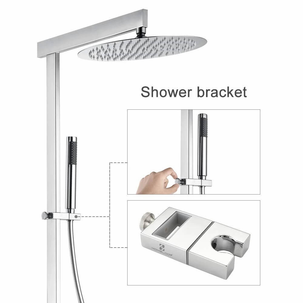 Brass square shower rod modern shower system shower set Homelody - Homelody