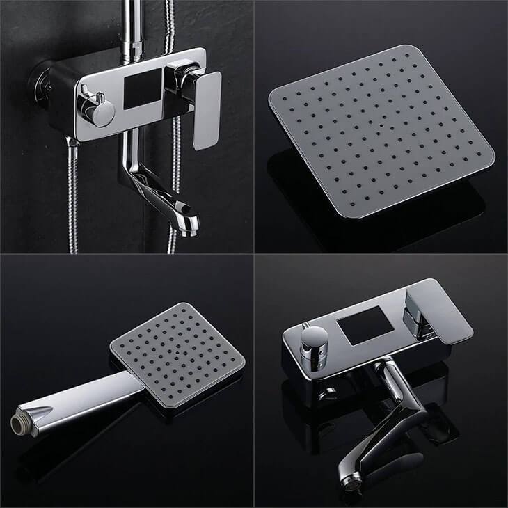 Brass + stainless steel Homelody LCD Digital Display Shower System Shower Faucet adjustable shower height - Homelody