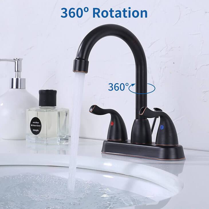 DESFAU 360 Degree Swivel Centerset Bathroom Faucet Bronze - Homelody