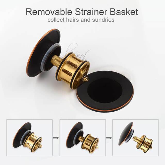 HOMELODY 1 5/8" Pop Up Drain Stopper Bronze without Overflow - Homelody