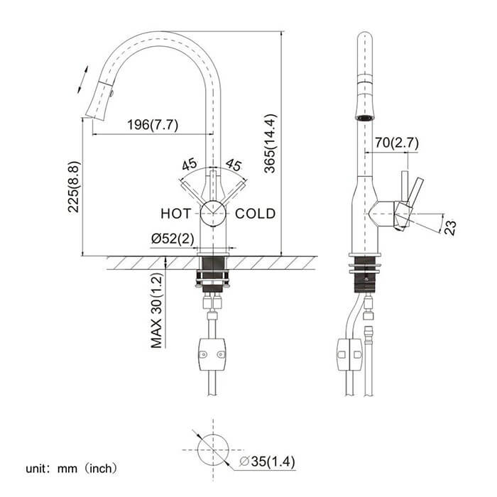 HOMELODY 2 functions 360 ° Swivel Pull-out Kitchen Faucet - Homelody