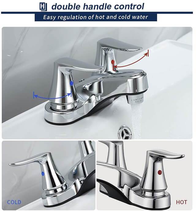 HOMELODY 2 Handle 4 Inch Centerset Bathroom Sink Faucet Chrome - Homelody