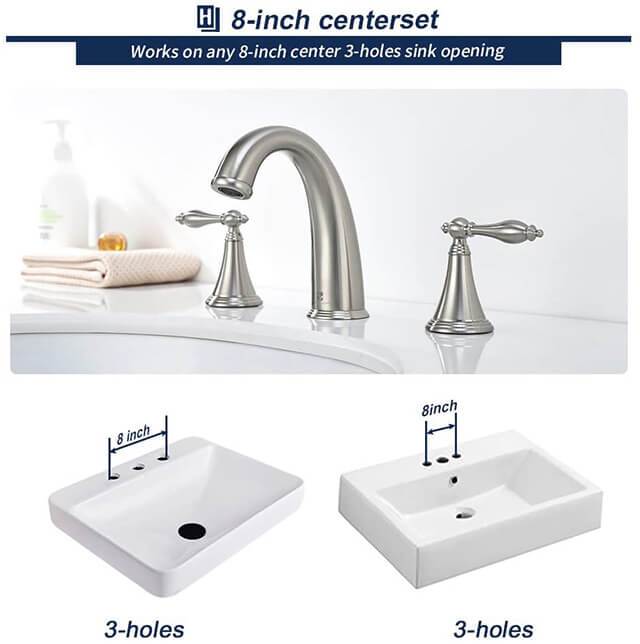 HOMELODY 2 Handle Centerset 8 Inch Bathroom Faucet, Brushed Nickel - Homelody