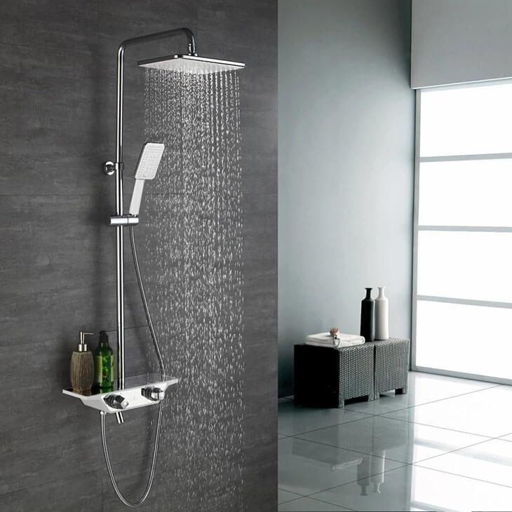 Homelody 3-function Thermostatic Shower System with Shelf for modern bathroom shower - Homelody