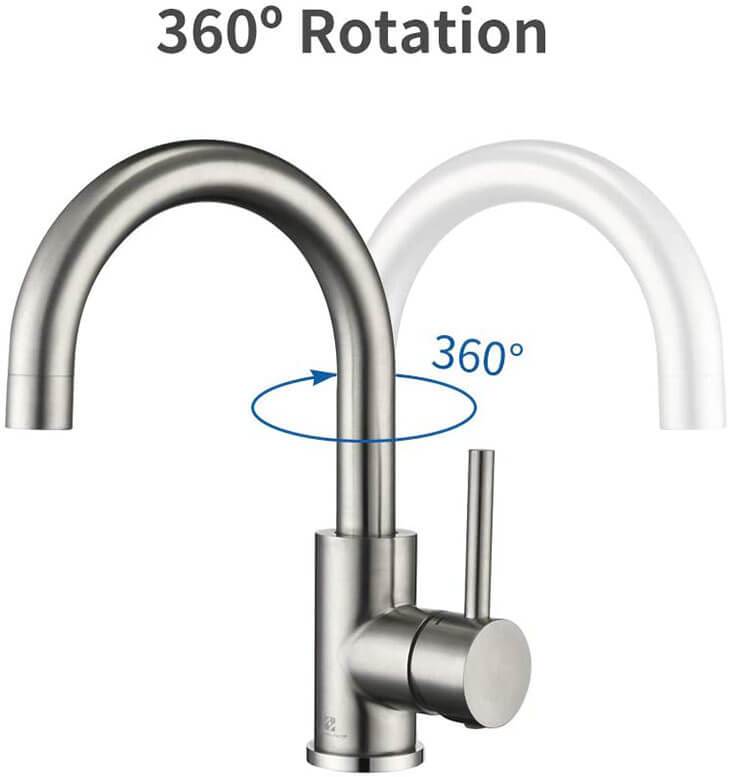HOMELODY 304 Stainless Steel 360° Swivel Bathroom Faucet Brushed Nickel - Homelody