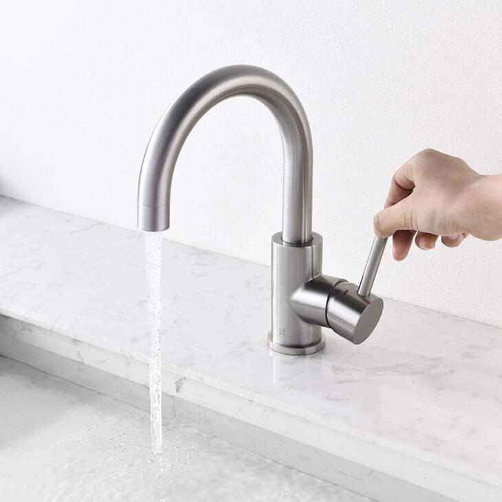 HOMELODY 304 Stainless Steel 360° Swivel Bathroom Faucet Brushed Nickel - Homelody