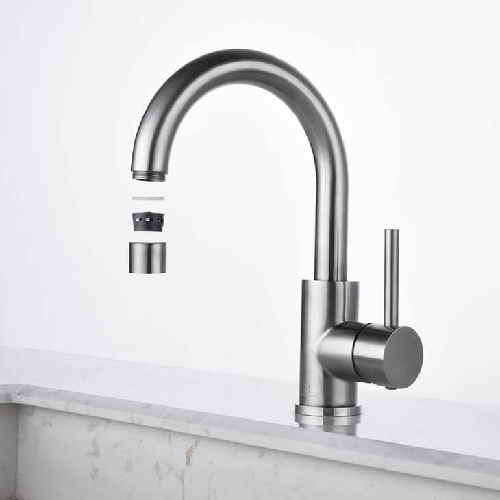 HOMELODY 304 Stainless Steel 360° Swivel Bathroom Faucet Brushed Nickel - Homelody