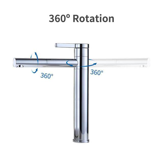 Homelody 360° Brass Chrome-Plated Tall Bathroom Basin Faucet Pull up single handle mixer - Homelody