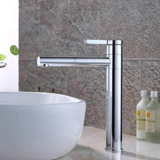 Homelody 360° Brass Chrome-Plated Tall Bathroom Basin Faucet Pull up single handle mixer - Homelody