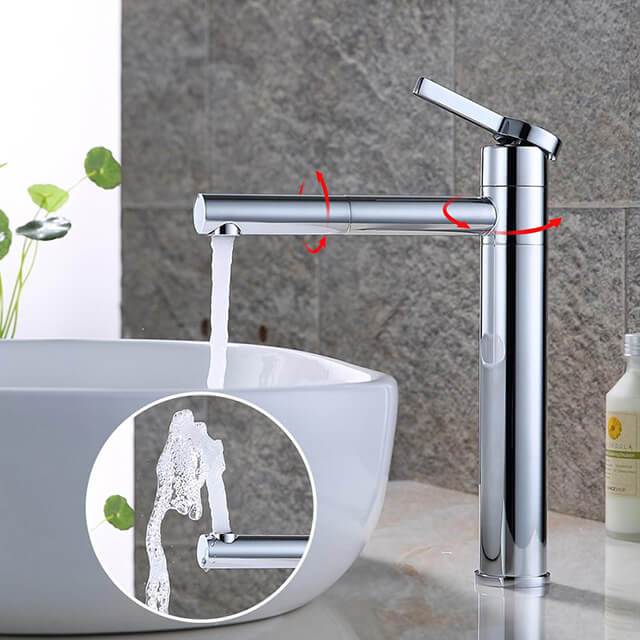 Homelody 360° Brass Chrome-Plated Tall Bathroom Basin Faucet Pull up single handle mixer - Homelody