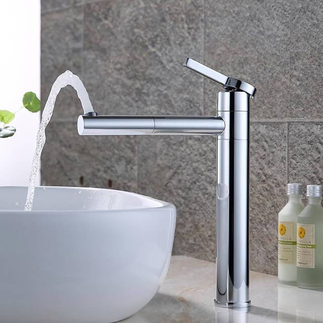 Homelody 360° Brass Chrome-Plated Tall Bathroom Basin Faucet Pull up single handle mixer - Homelody