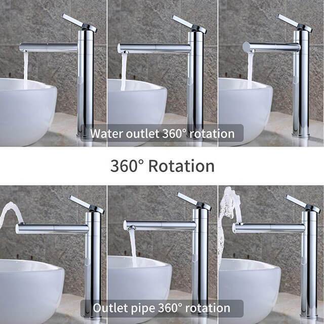 Homelody 360° Brass Chrome-Plated Tall Bathroom Basin Faucet Pull up single handle mixer - Homelody