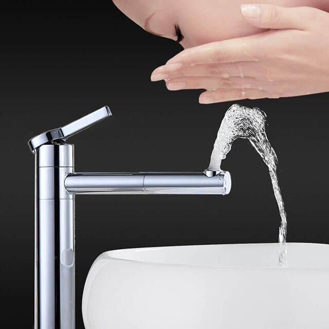 Homelody 360° Brass Chrome-Plated Tall Bathroom Basin Faucet Pull up single handle mixer - Homelody